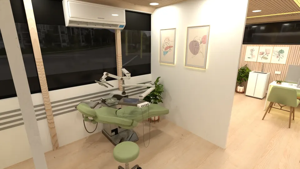 Medanta Wellness on Wheels: green dental chair area