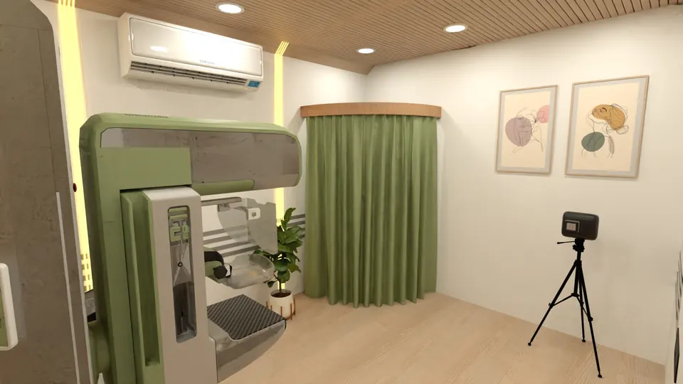 Medanta Wellness on Wheels: green screening room