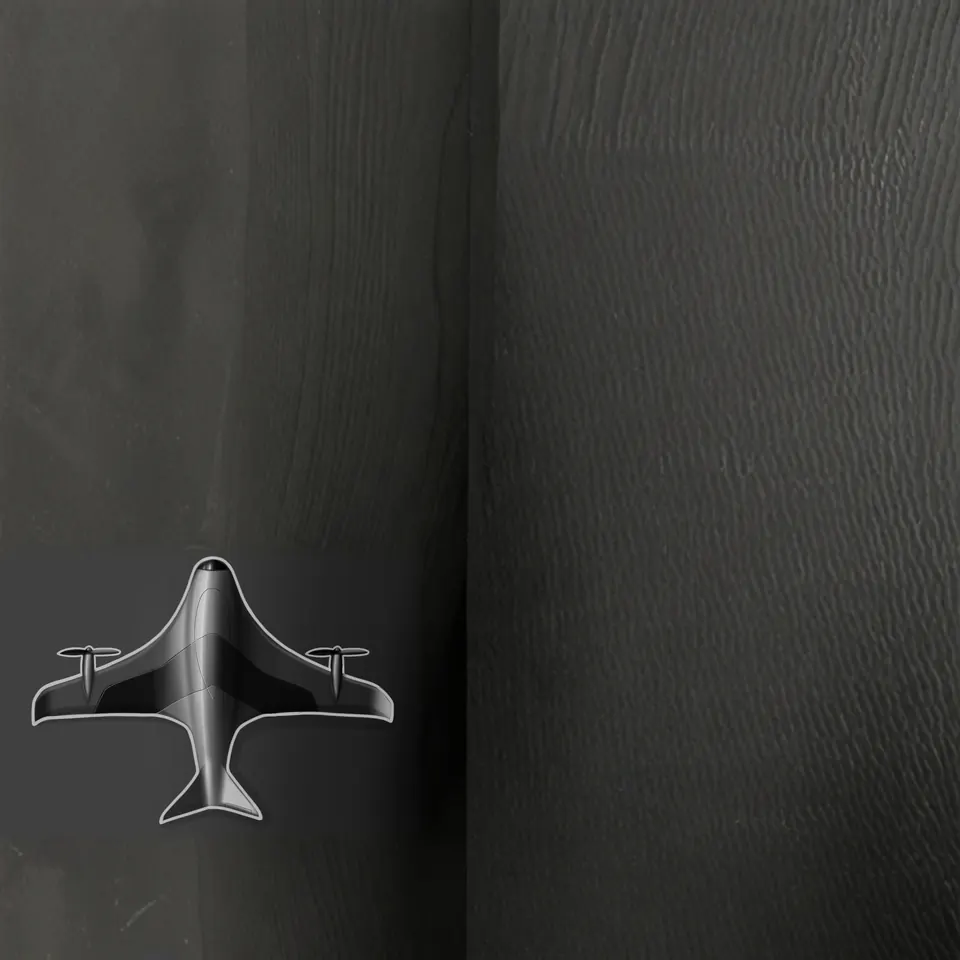 Surveillance Drone: plan-view sketch on a dark textured background