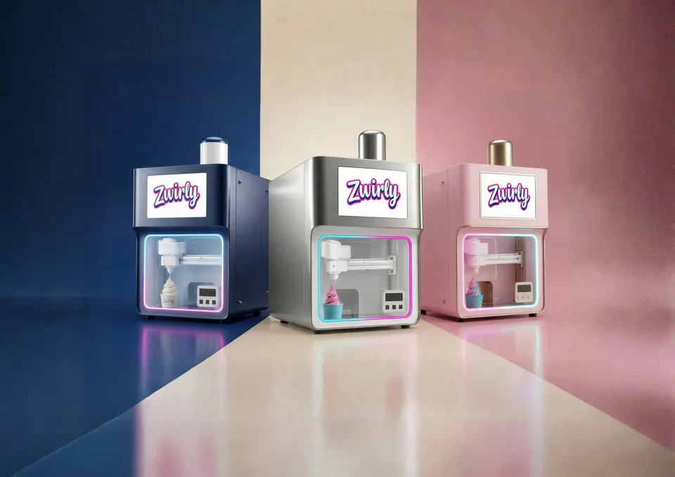 Zwirly: three colorways on a navy, cream and pink set